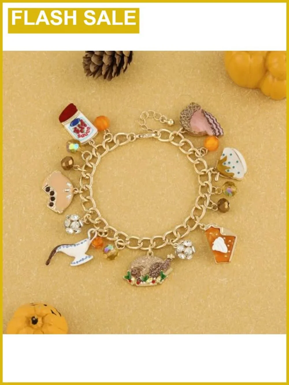 Thanksgiving Charm Bracelet Adjustable Chain Lobster Claw Women's Holiday